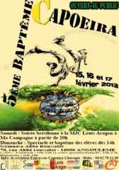 Affiche du Baptême de capoeira d'Angoulême du 15 au 17 février 2013